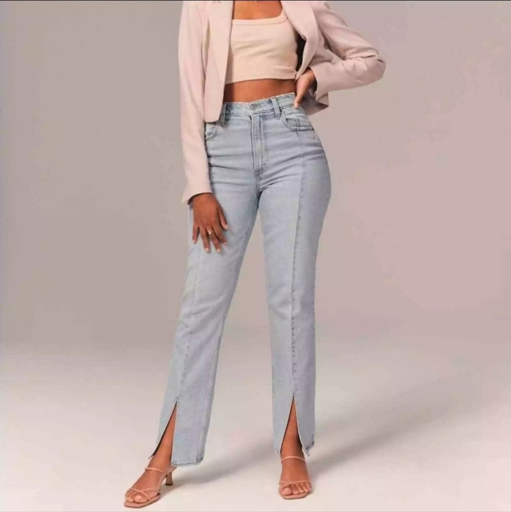Abercrombie & Fitch 90s Straight‎ Ultra High Rise Split Hem Jeans Plus  34/18S